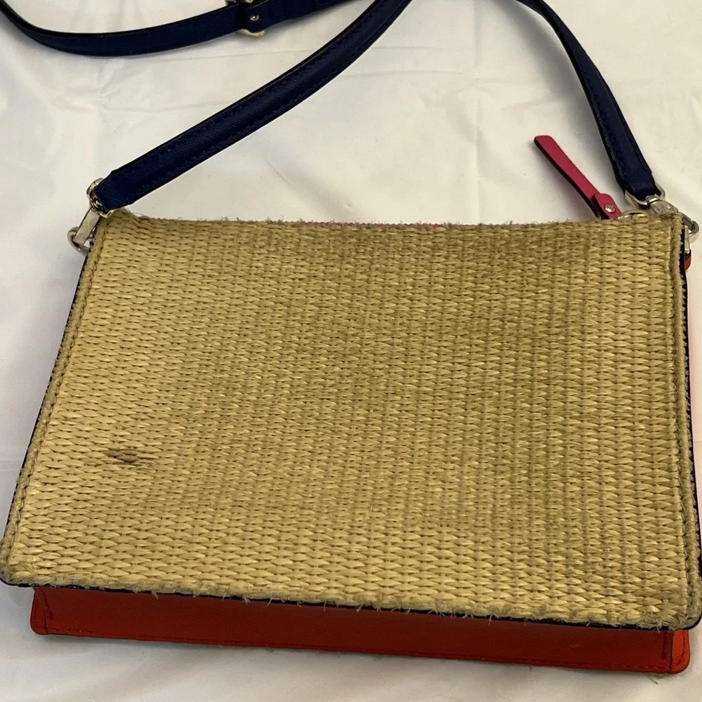 Kate Spade Cameron St Straw Pink Orange Blue Clarise Crossbody Fair 9.5